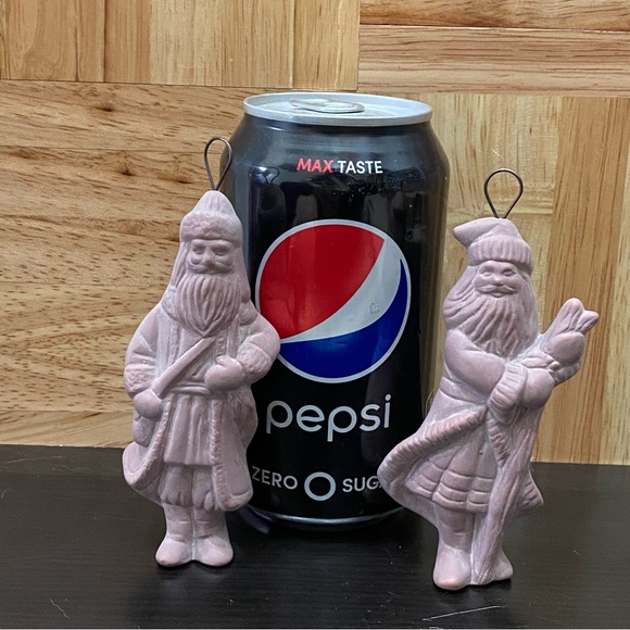 2 French Santa Terracotta 4” Christmas Tree Ornaments - Picture 2 of 11